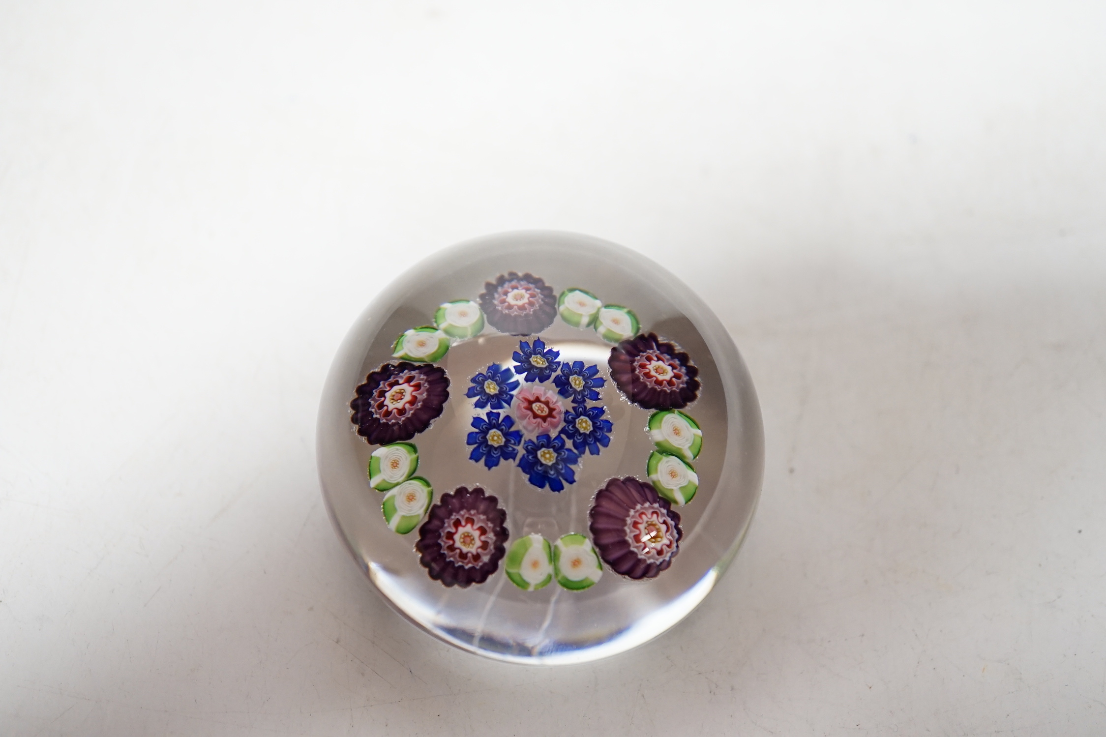 A Clichy spaced millefiori paperweight, 5cm in diameter